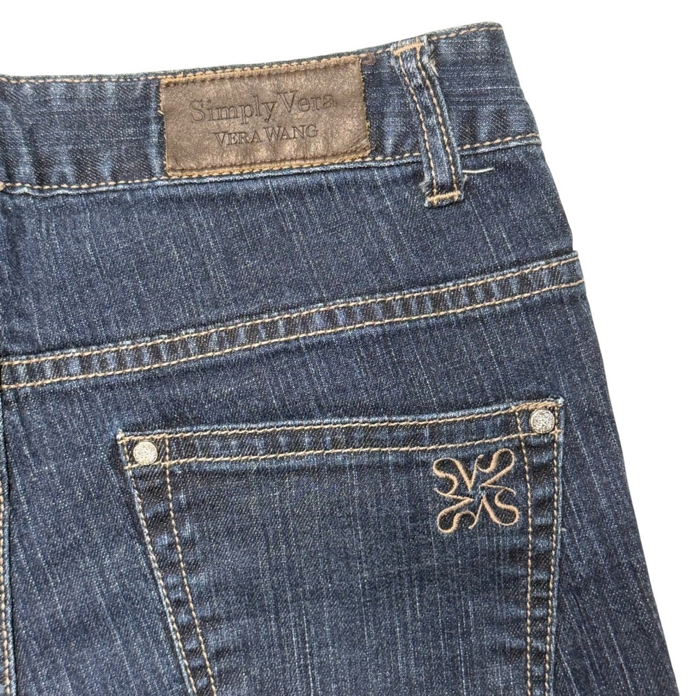 Simply Vera Vera Wang Straight Leg Jeans Dark Wash Blue Womens 10 - Picture 3 of 8